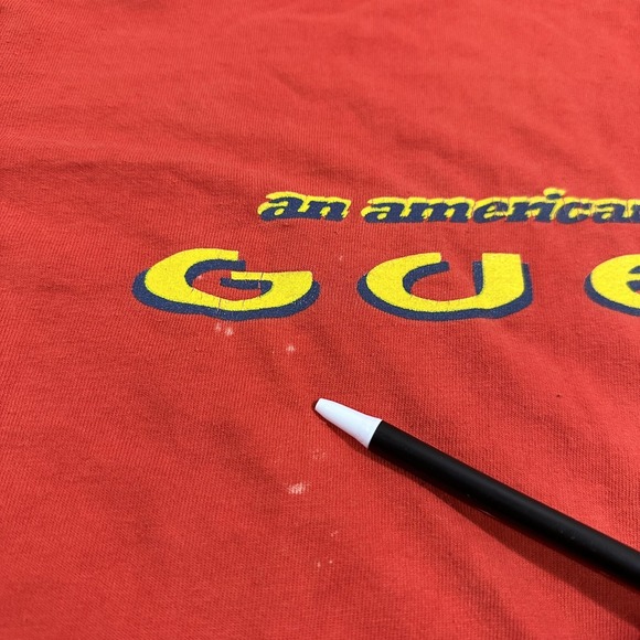 Vintage 90s T-shirt Guess USA size small orange spell out logo blank - Picture 4 of 9